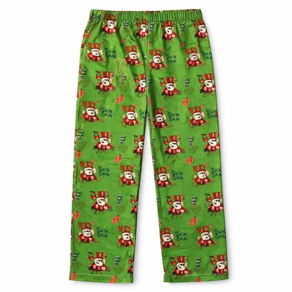 3/$20 Bundle 🌈 Boys Santa Christmas Pajama Pants “Six Seven” Green 8 NWOT